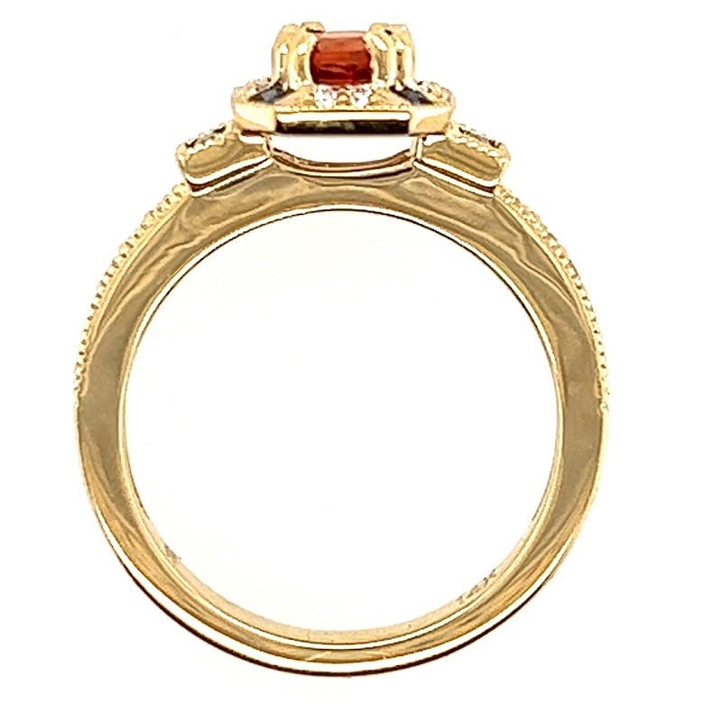 Small Garnet and Sapphire Ring in 14K Yellow Gold